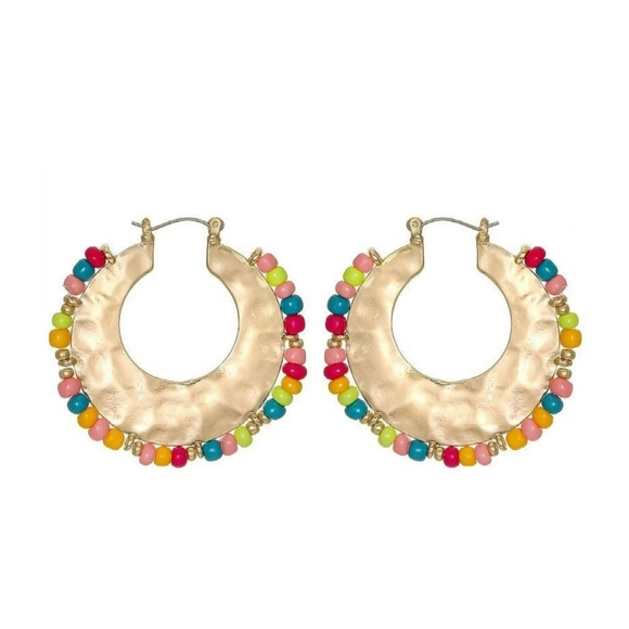 Time and Tru Women's Colorful Beaded Hoop Earrings - Picture 4 of 4